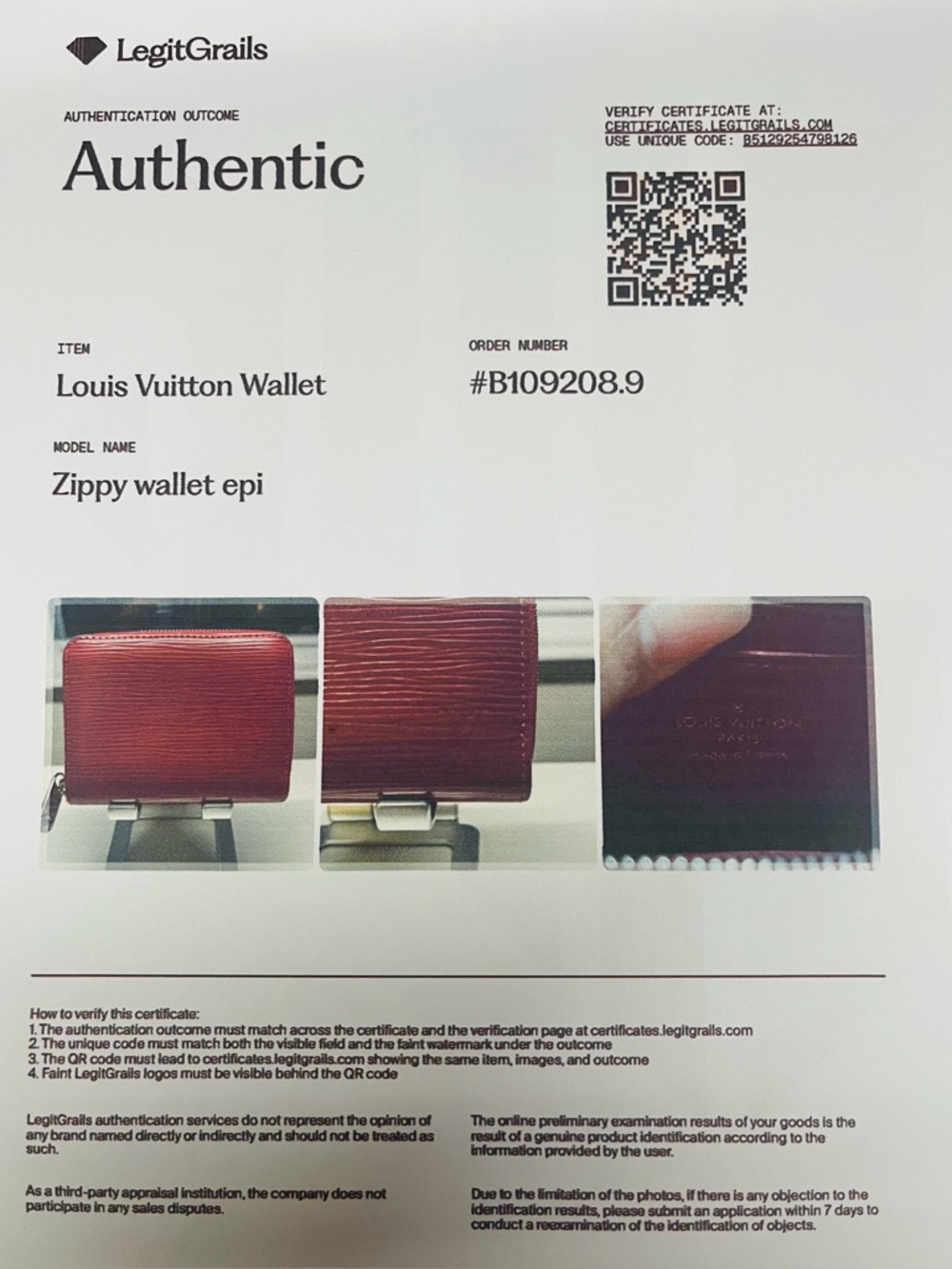 Louis Vuitton Red Epi Compact Zippy Wallet (COA included) - Picture 16 of 16